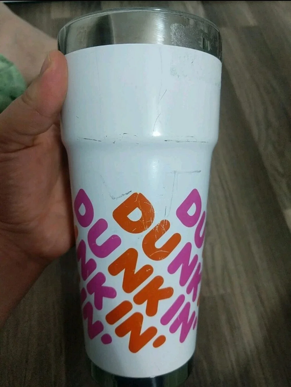 2019 Dunkin Donuts 24 oz White Stainless Steel Insulated Travel Tumbler Mug Wcup
